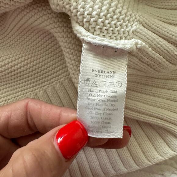 Everlane Women's white 100% Cotton chunky  Knit Ribbed Sweater Size Large - Picture 6 of 8